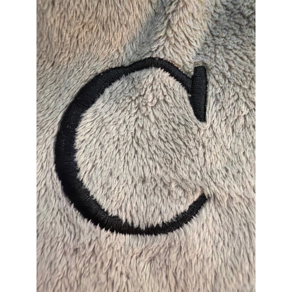 Pottery Barn Hooded Plush Robe Taupe Gray Faux Fur Trim Initial C Embroidered - Picture 6 of 8